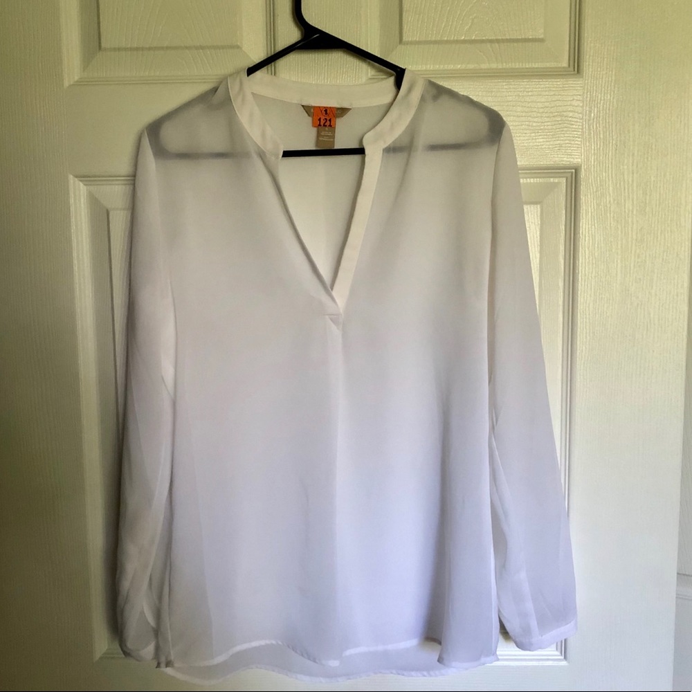 Banana Republic White Flowing 3/4 Blouse S